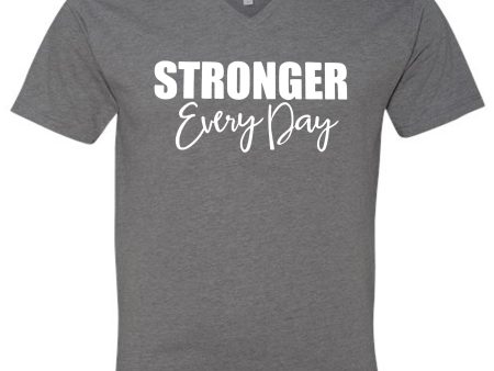 STRONGER EVERY DAY (Script) | V-Neck Short Sleeve Shirts Supply