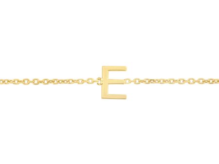 14K Mini Initial E Necklace For Sale