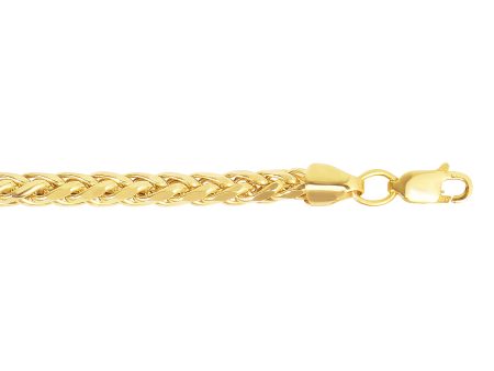 14K Gold 4.1mm Diamond Cut Lite Round Wheat Chain For Sale