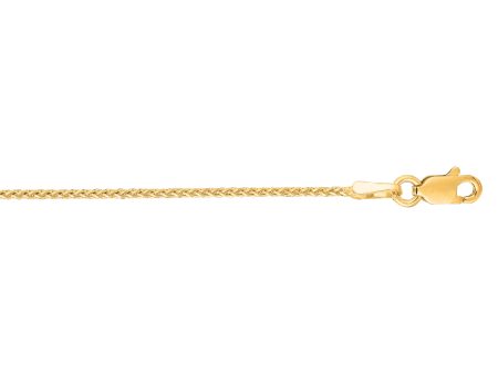 14K Gold 1.1mm Diamond Cut Round Wheat Chain on Sale