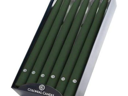 Colonial Candle Hand Dipped Taper 12in - Evergreen (Set of 12) Hot on Sale