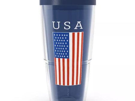 24 oz Tumbler w Lid USA Flag Supply