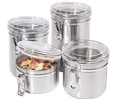 OGGI 4 piece Stainless Steel Airtight Canisters Online Sale