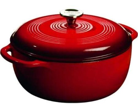 Lodge Color Enamel Cast Iron 4.5 qt. Dutch Oven - Island Spice Red Hot on Sale