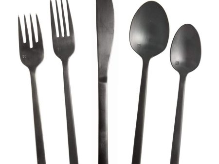 Fortessa Arezzo Brushed Black 5-Piece Flatware Set For Cheap