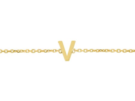 14K Mini Initial V Necklace Online