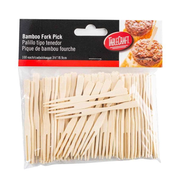 3.5  Bamboo Fork Picks - Pack Of 100 For Cheap